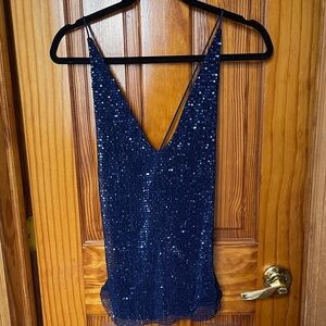 Express Blue Sequin Top